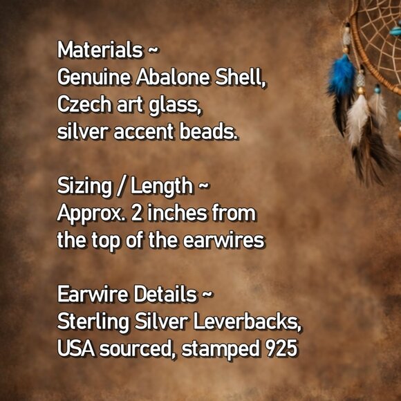 Abalone Earrings With Sterling Silver Leverback Earwires - Picture 2 of 10